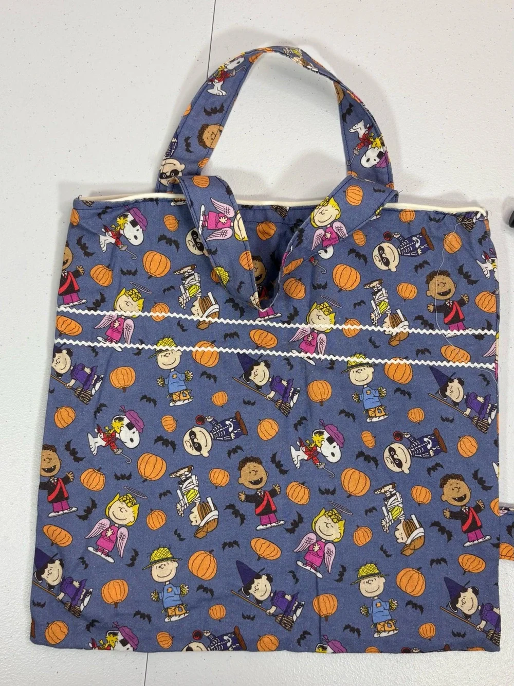 Peanuts Lavender Tote with Orange Pumpkin Pattern